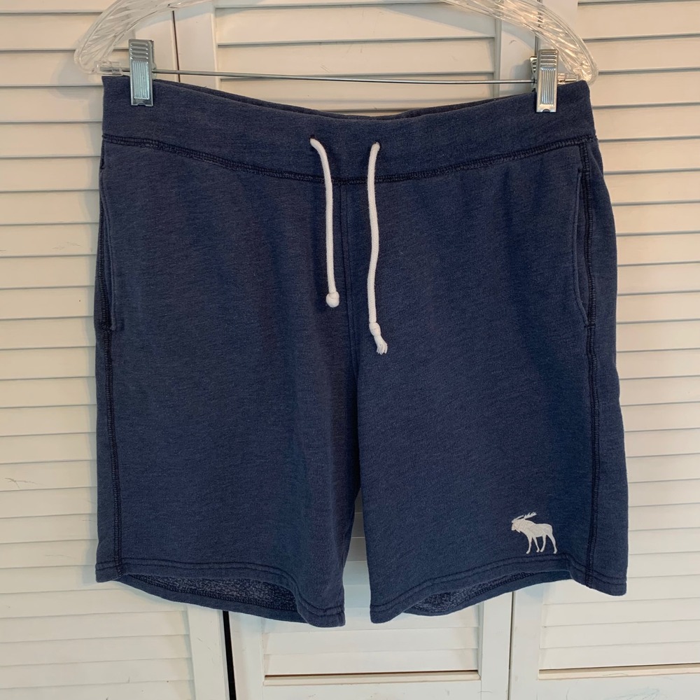 Abercrombie & Fitch Mens S Knit Lounge Sweat Shorts Navy Elastic Waist 7" Inseam